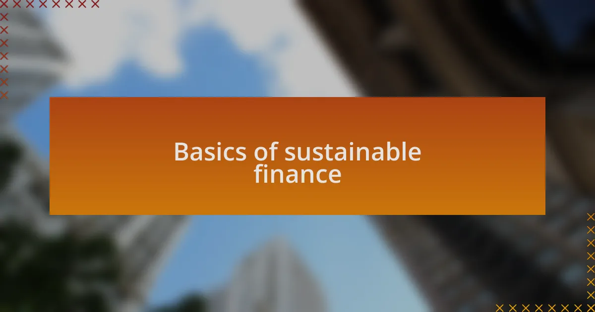 Basics of sustainable finance