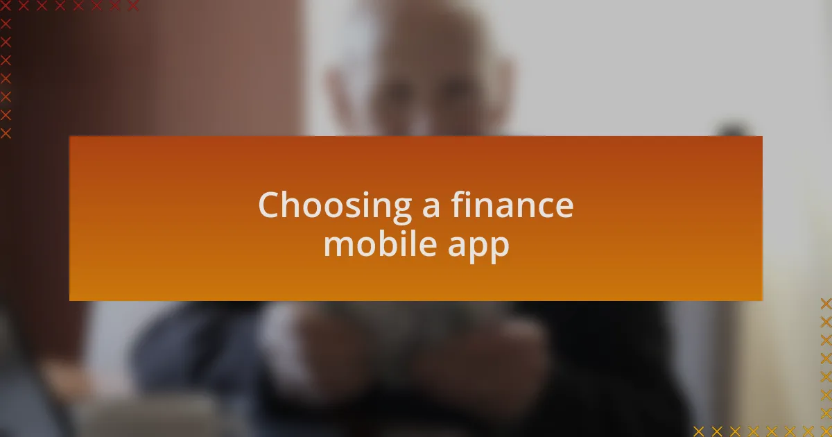 Choosing a finance mobile app