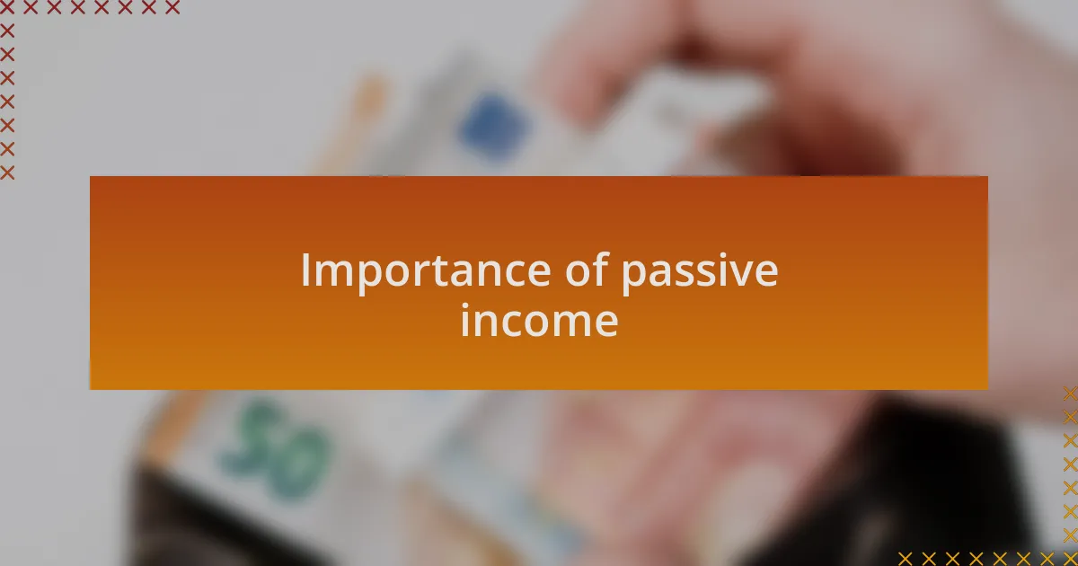 Importance of passive income