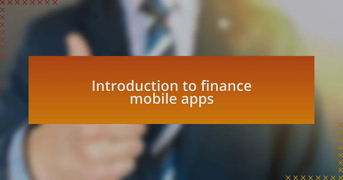 Introduction to finance mobile apps