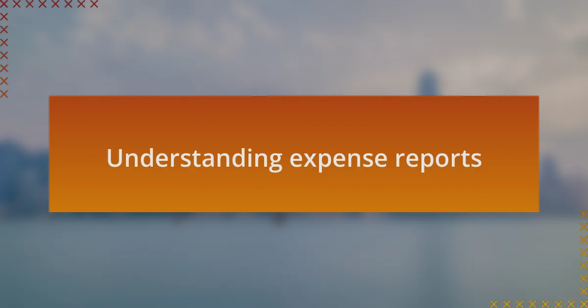 Understanding expense reports